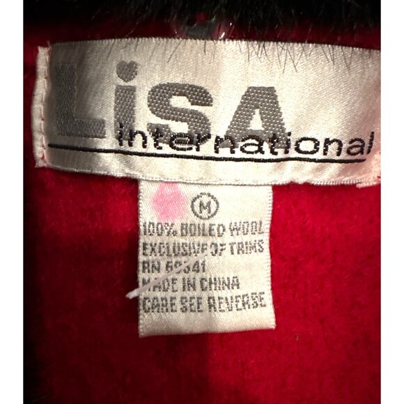 Vtg Lisa International 100% Wool Reindeer Sweater Vest Faux Fur Collar Medium - Picture 2 of 12